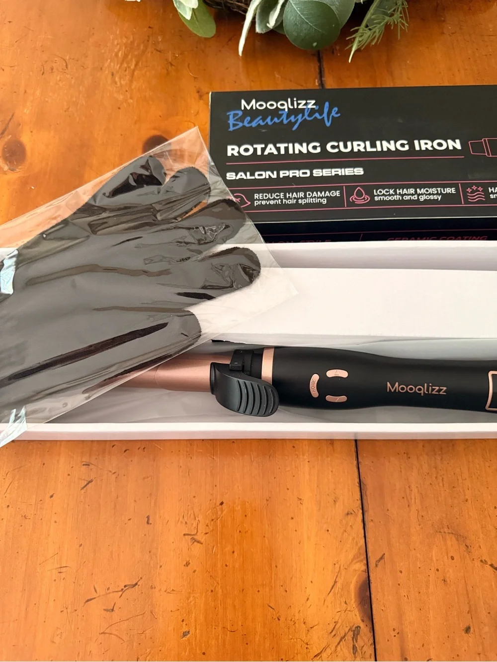 Rose Gold & Black Rotating Curling Iron